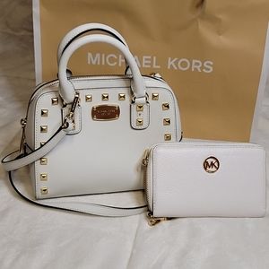 Michael Kors Leather Studded Mini Satchel & Wallet